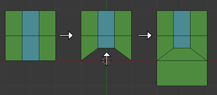 screenshot - reducing 3 edge loops to 1 in blender