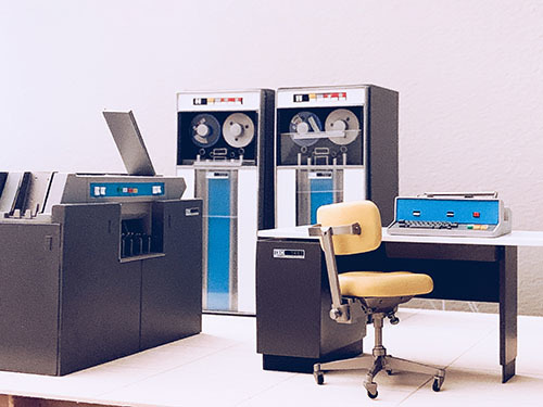 miniature IBM 1401 computer and console